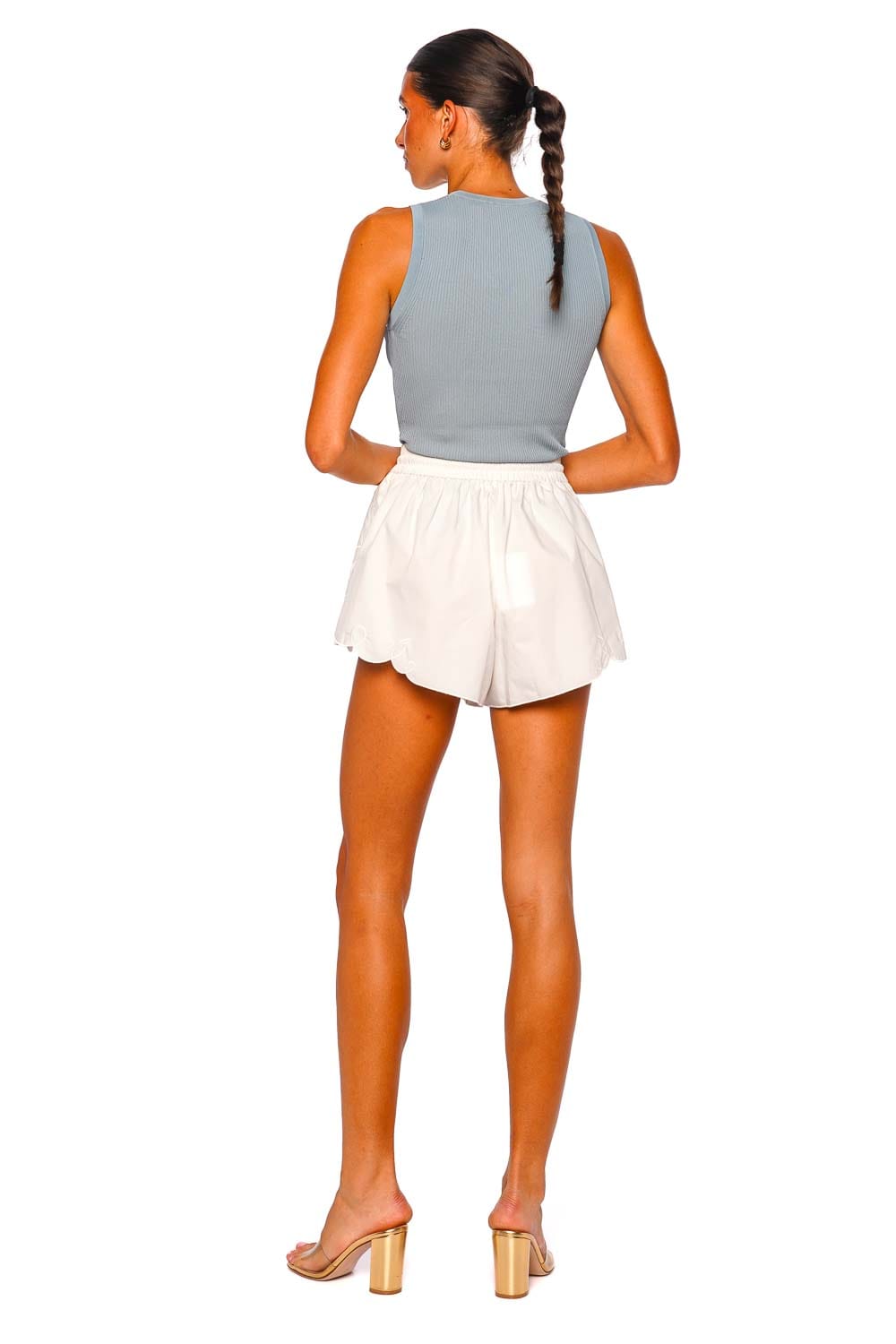 ZIMMERMANN Daylight Antique Blue Ribbed Racerback Tank Top