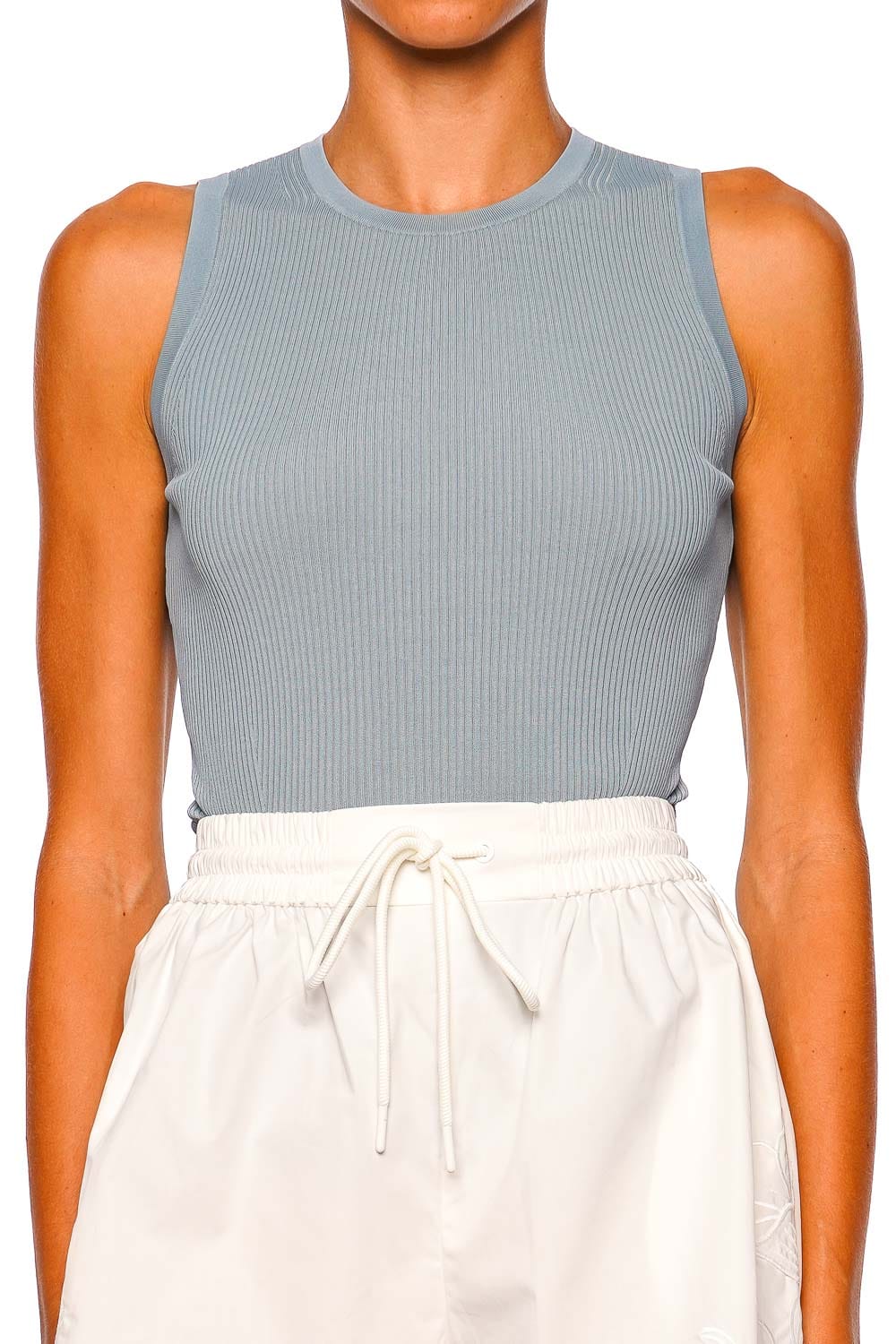 ZIMMERMANN Daylight Antique Blue Ribbed Racerback Tank Top