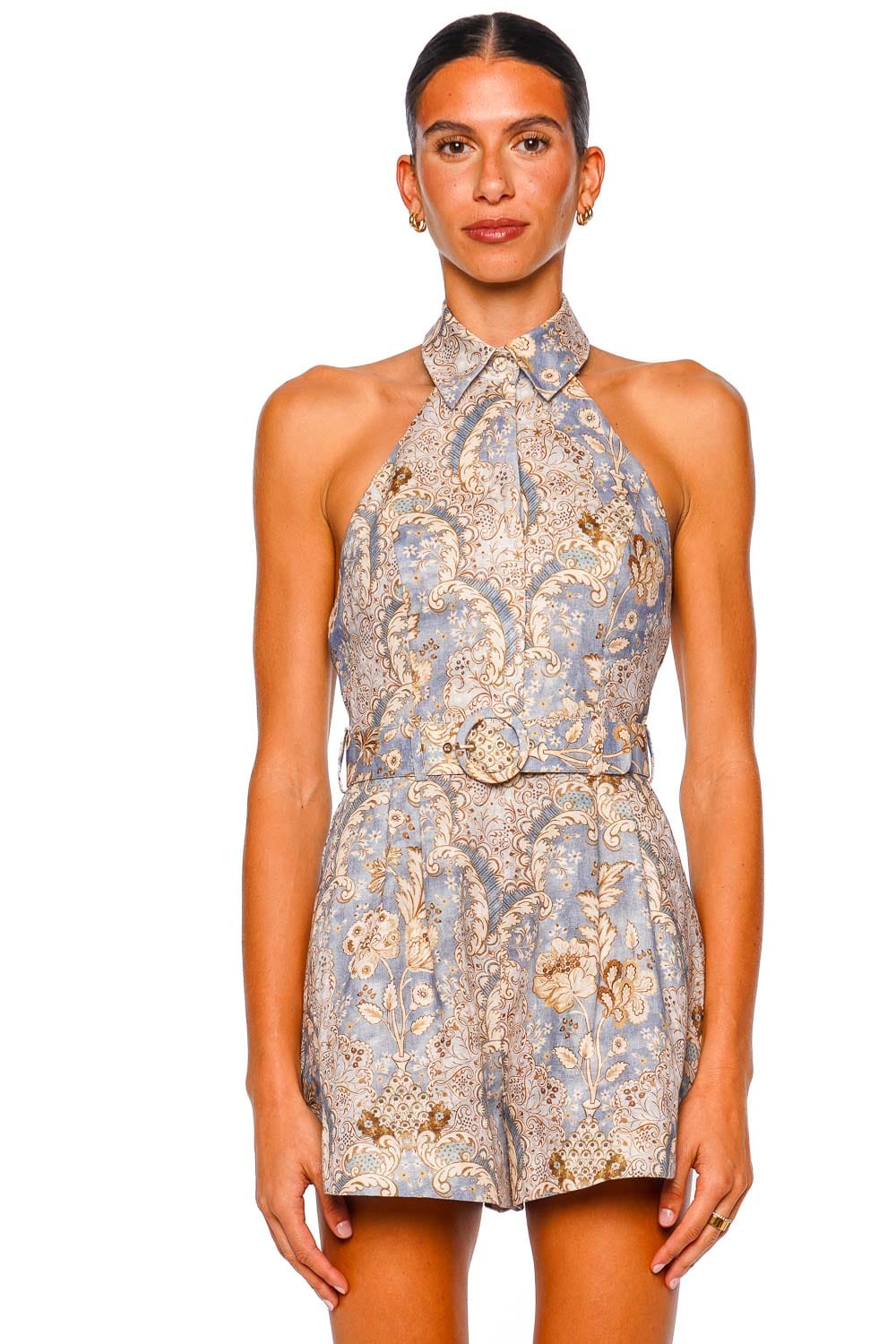 ZIMMERMANN Damask Denim Halter Playsuit