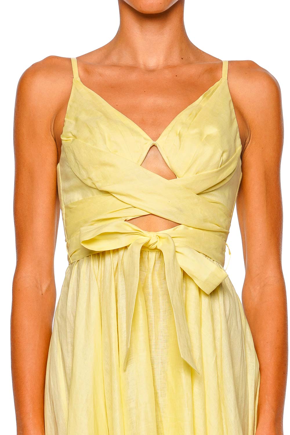 ZIMMERMANN Awaken Lemon Linen Midi Dress