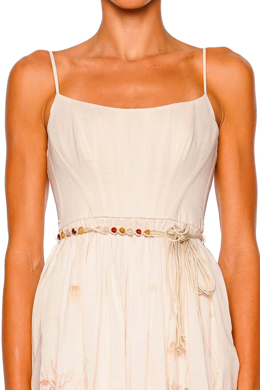ZIMMERMANN Wanderlust Coral Toile Corset Midi Dress with Straps