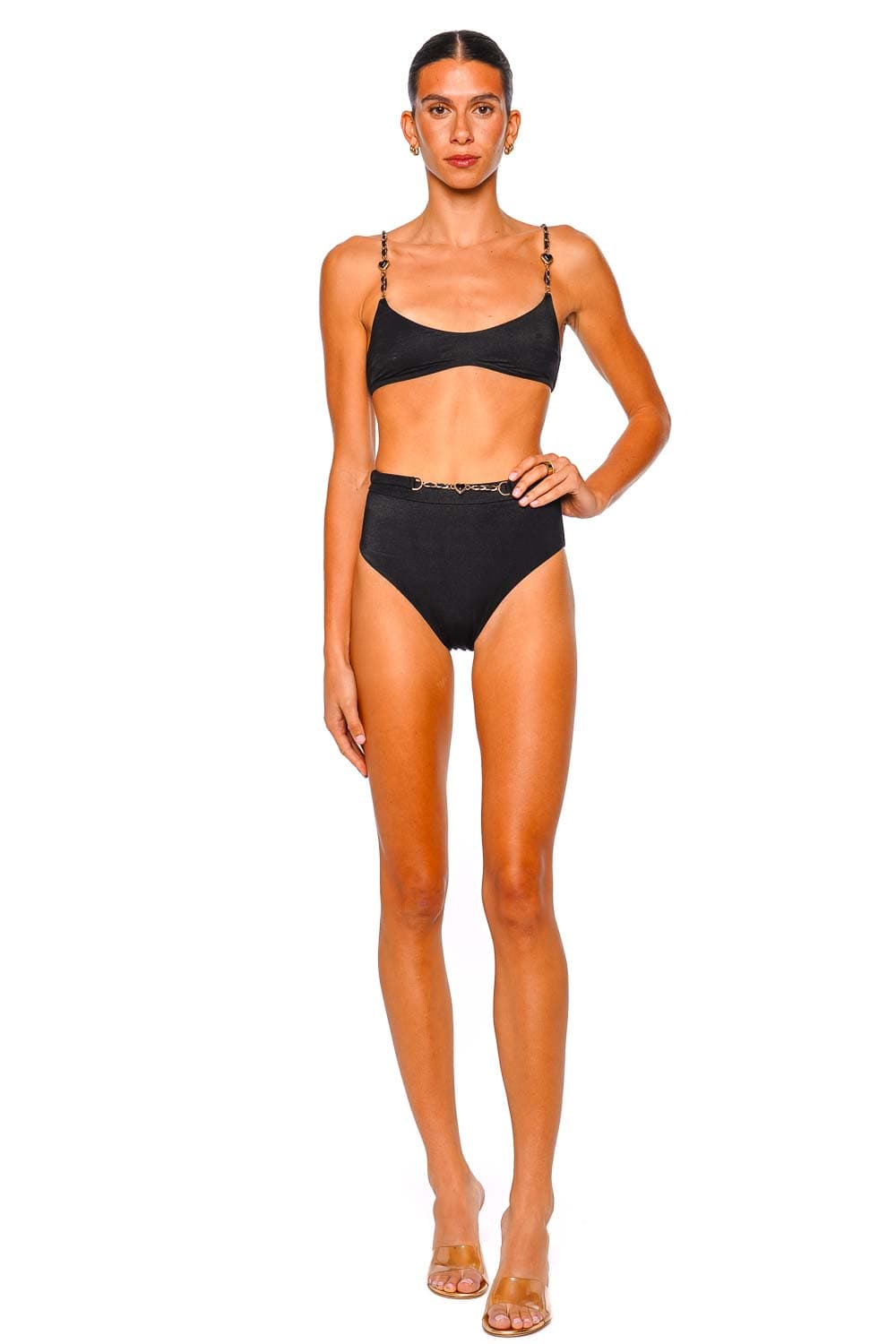 Daylight Chain Black Scoop Bikini Set