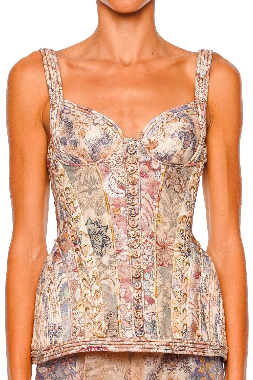 ZIMMERMANN Rebellion Corded Spliced Floral Maxi Dress with Fixed Straps