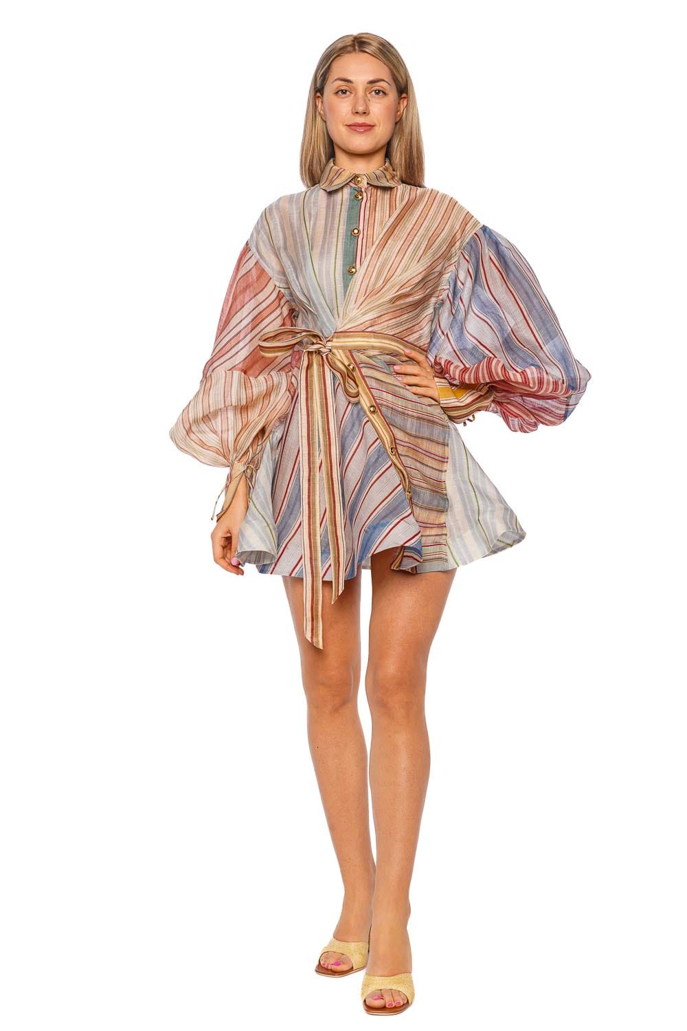 ZIMMERMANN Rebellion Spliced Stripe Mini Dress