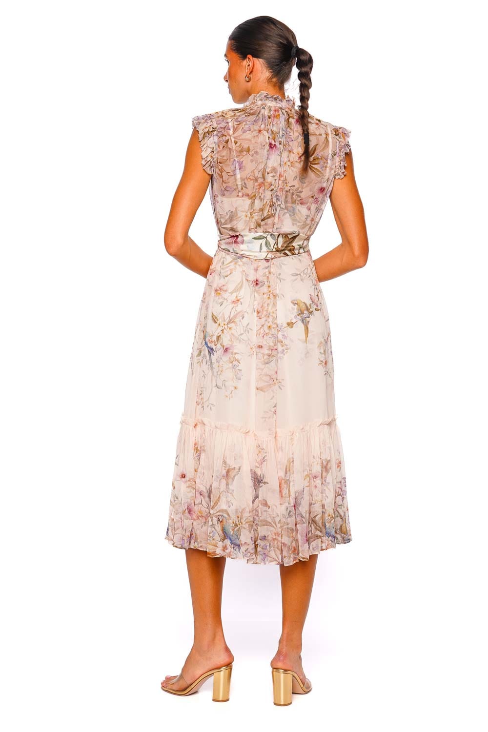 ZIMMERMANN Rebellion Cream Flutter Sleeve Midi Dress