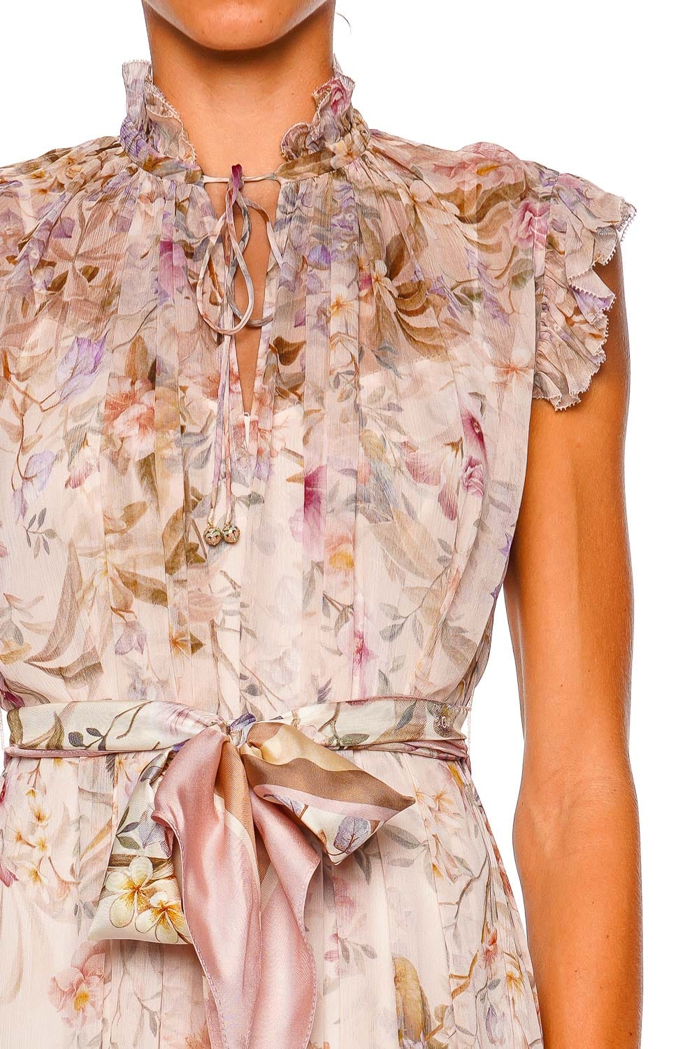 ZIMMERMANN Rebellion Cream Flutter Sleeve Midi Dress