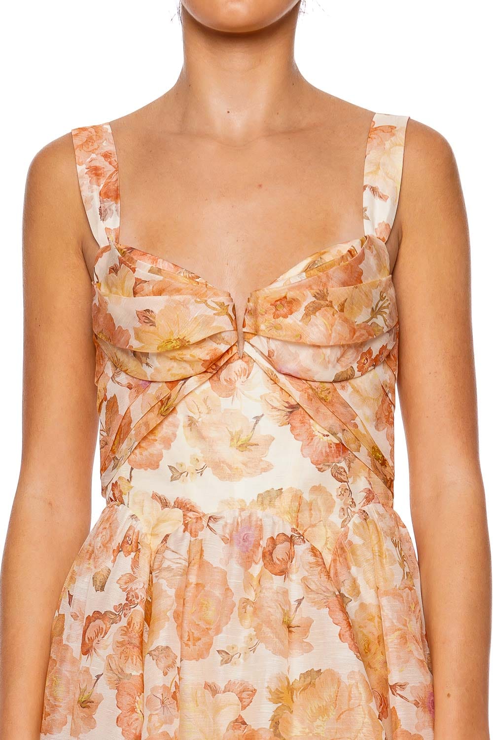 ZIMMERMANN Golden Bloom Adjustable Strap Drape Midi Dress