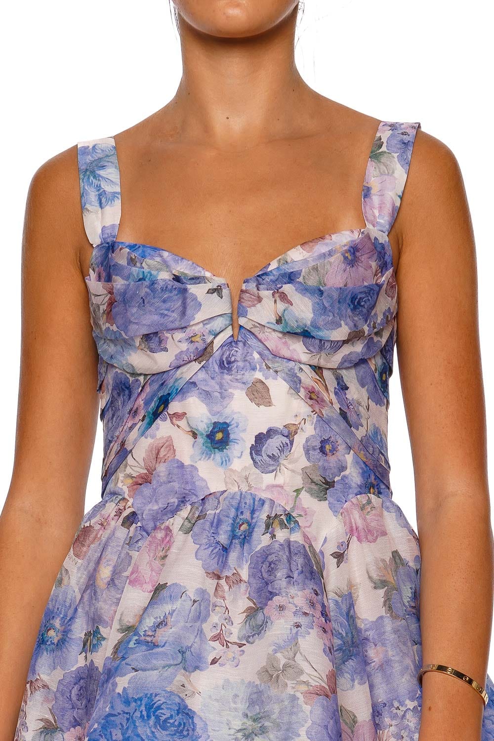 ZIMMERMANN Rebellion Sky Bloom Floral Mini Dress with Straps