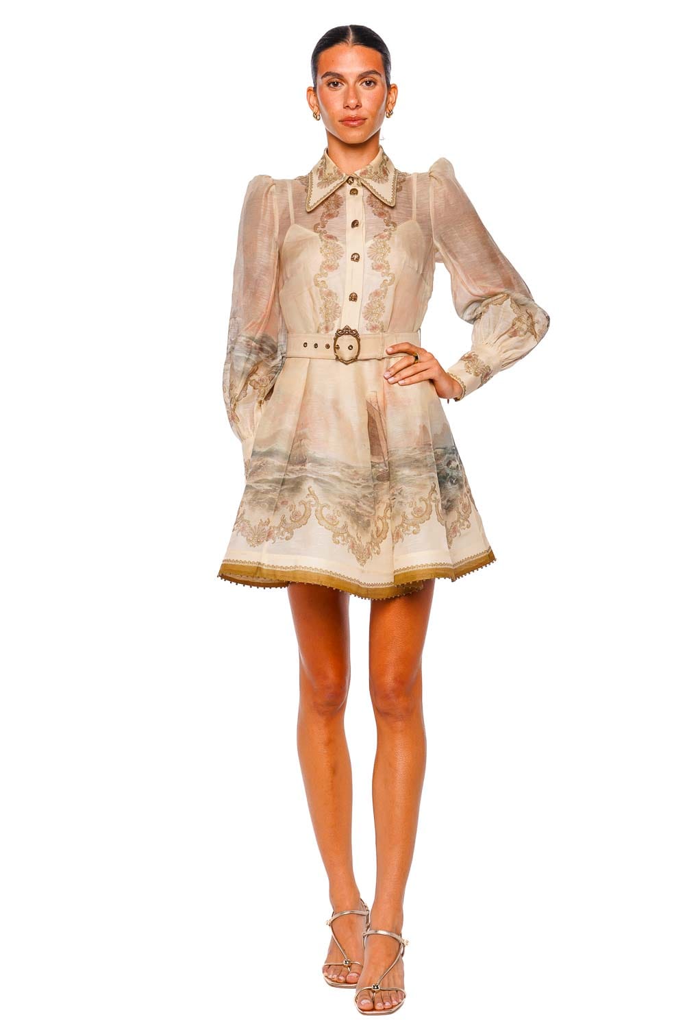 green emerald velvet dress *Floral Embroidered Long Sleeve Mini Dress WH main image 0