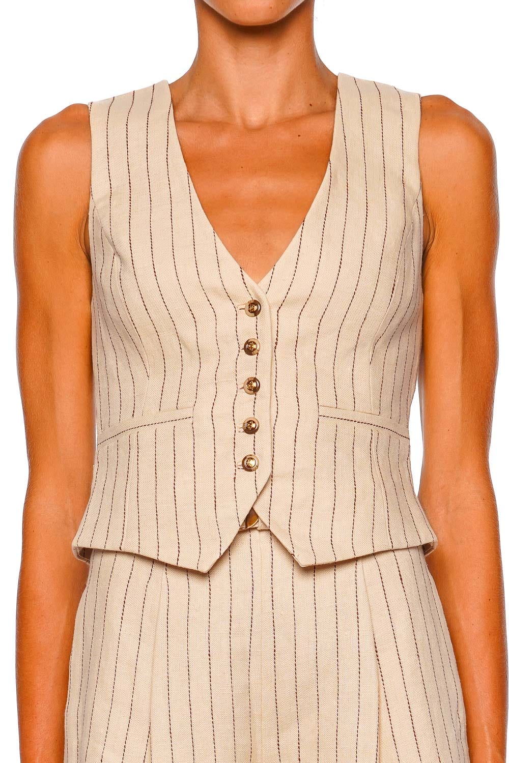 ZIMMERMANN Rebellion Linen Pinstripe Waistcoat