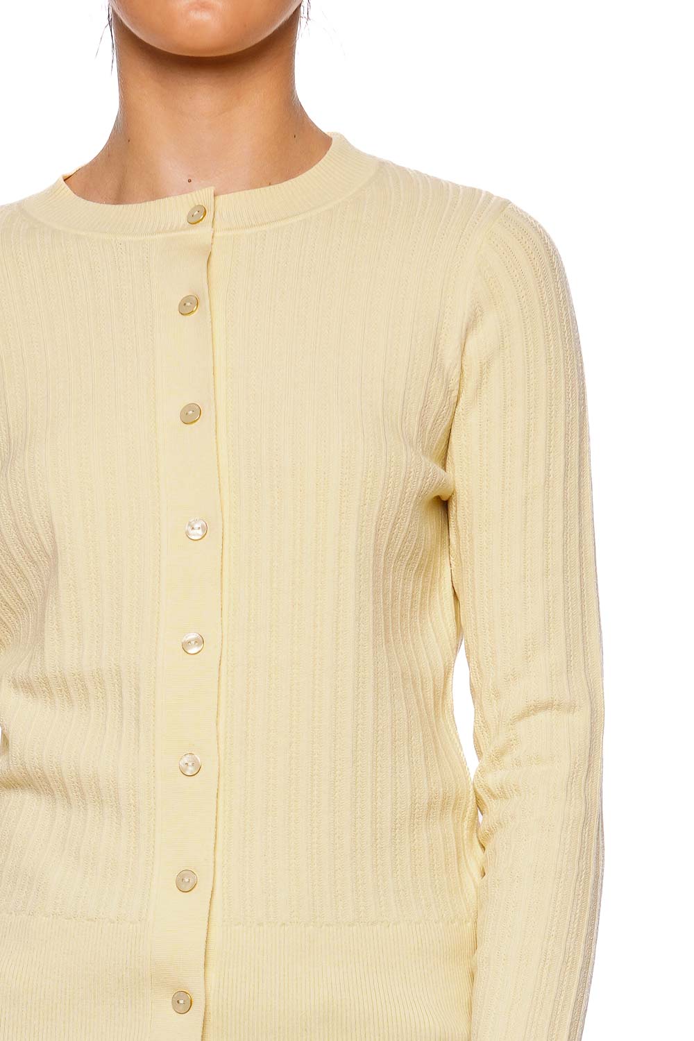 ZIMMERMANN Butter Yellow Ribbed Knit Cardigan