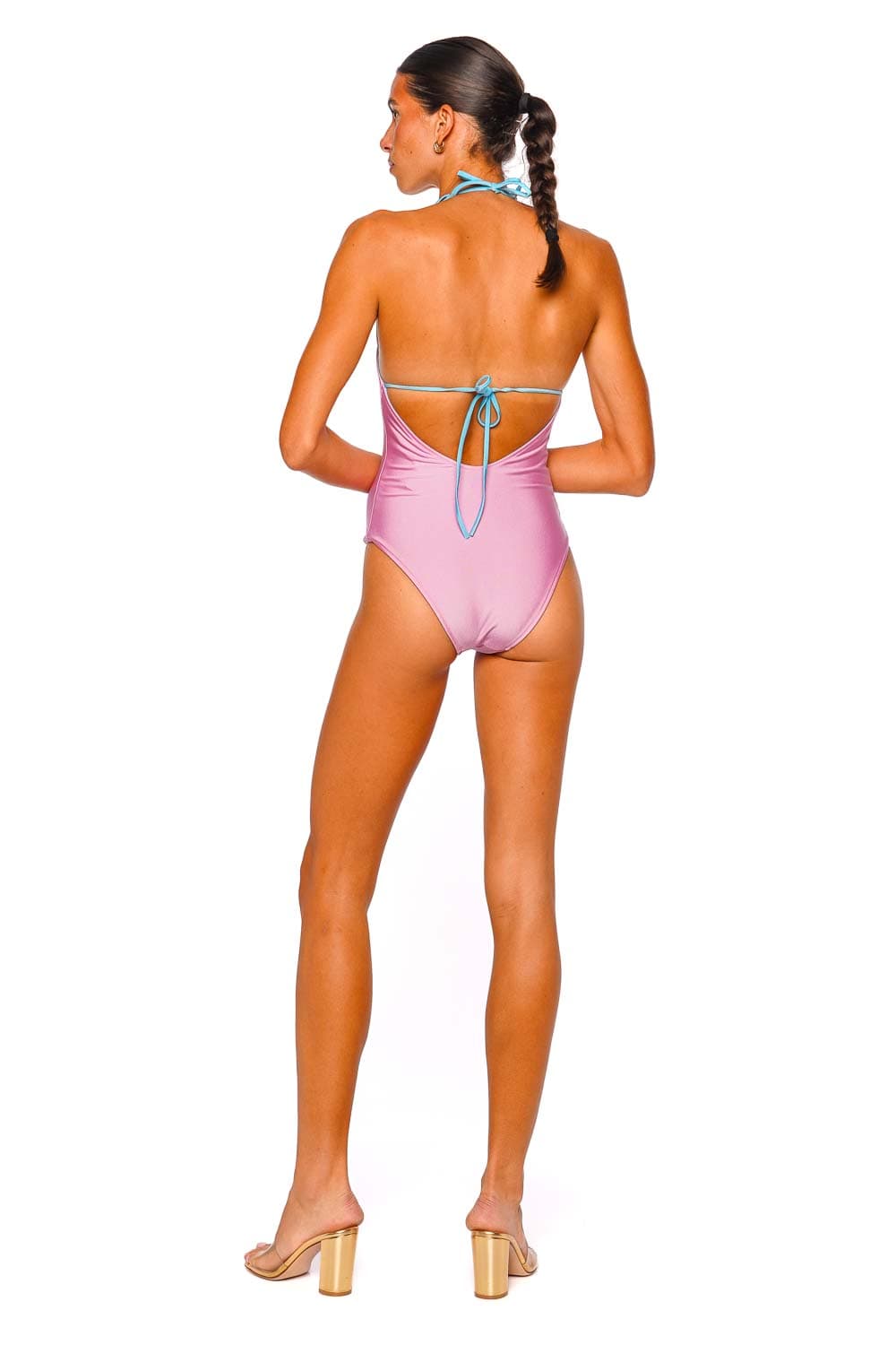 Solid & Striped Hazel Reversible One Piece Swimsuit Bon Bon Ocean Mist