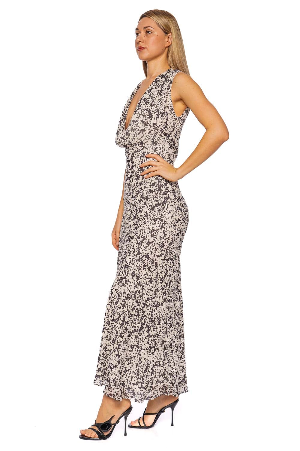 Shona Joy Ophelia Pavement Multi Sleeveless Cowl Neck Maxi Dress