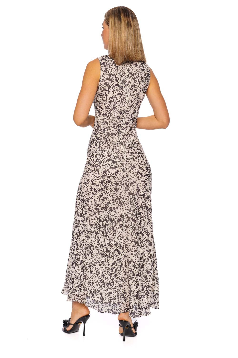 Shona Joy Ophelia Pavement Multi Sleeveless Cowl Neck Maxi Dress