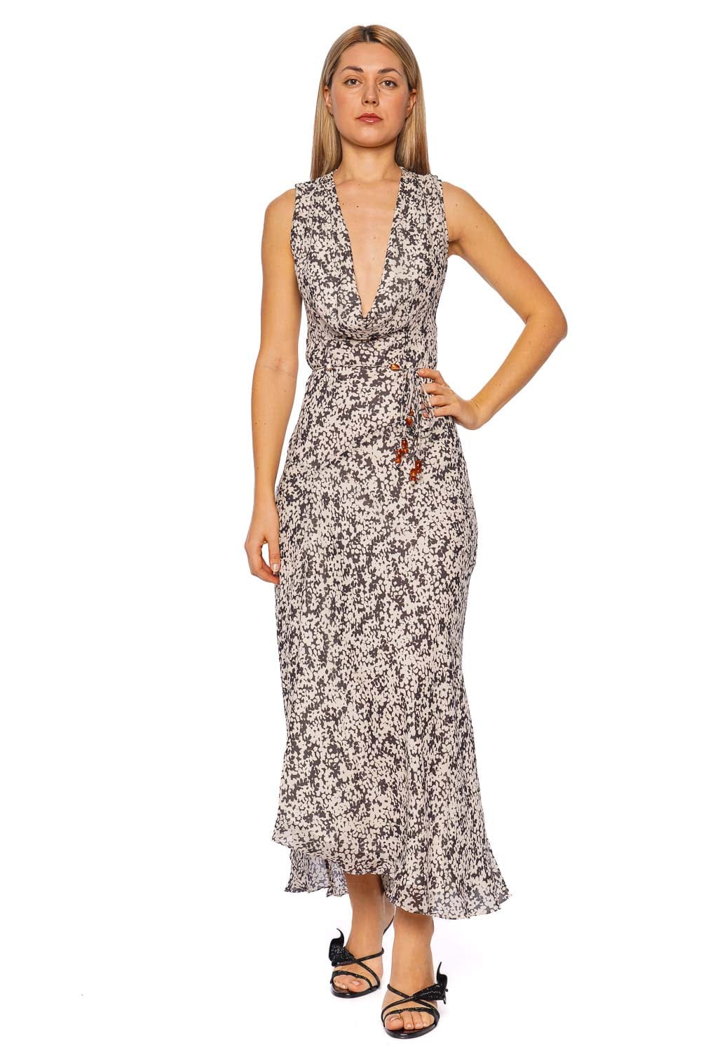 Shona Joy Ophelia Pavement Multi Sleeveless Cowl Neck Maxi Dress