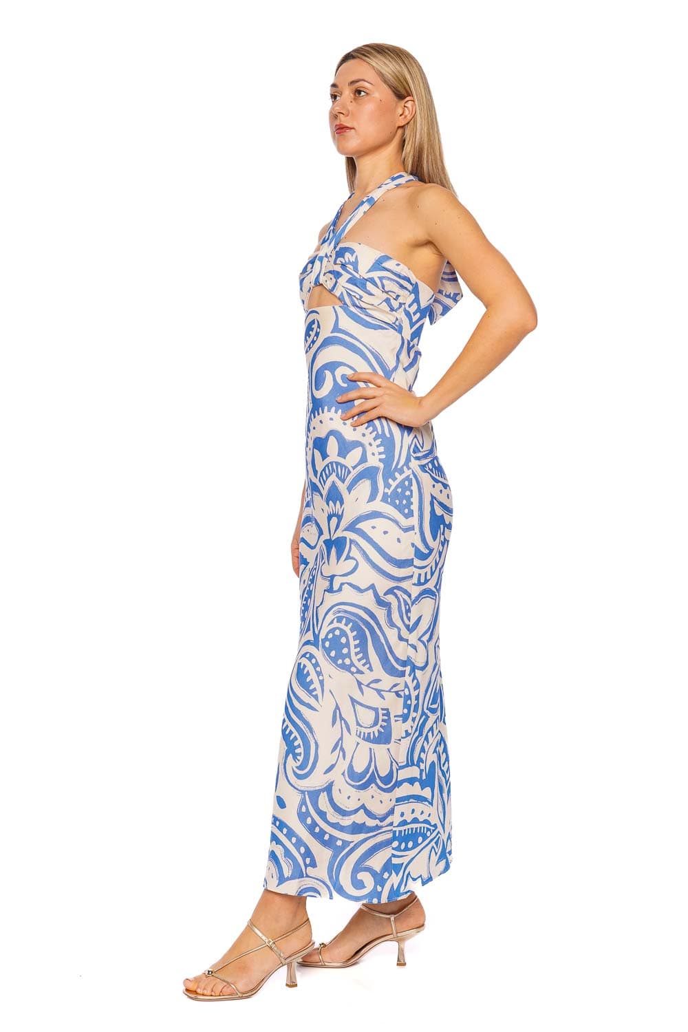 Shona Joy Francis Ultramarine Paisley Halter Maxi Dress