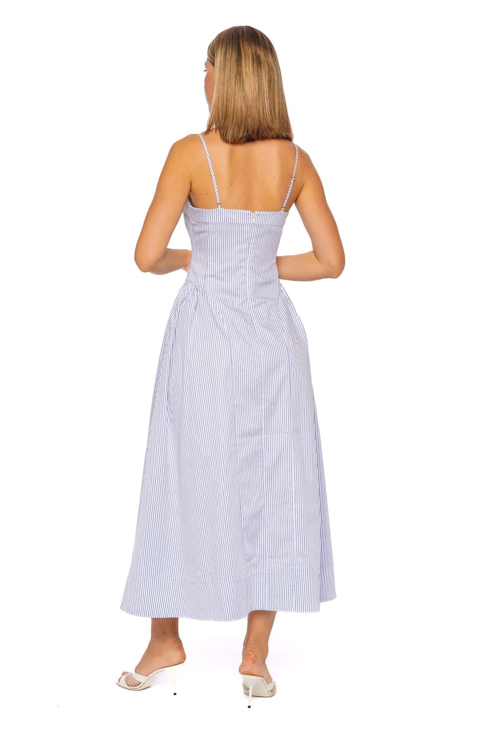Shona Joy Saunders Marine Stripe Square Neck Panelled Midi Dress