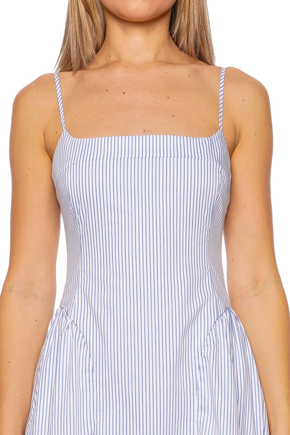 Shona Joy Saunders Marine Stripe Square Neck Panelled Midi Dress