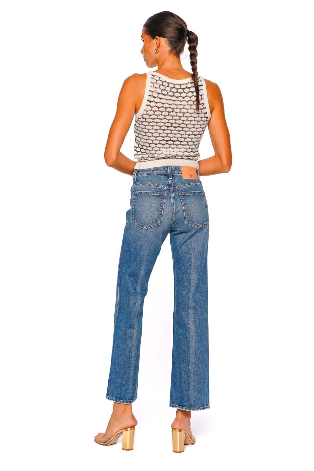 MISSONI DS26SK0H White Mesh Knit Tank Top with Strappy Sleeves