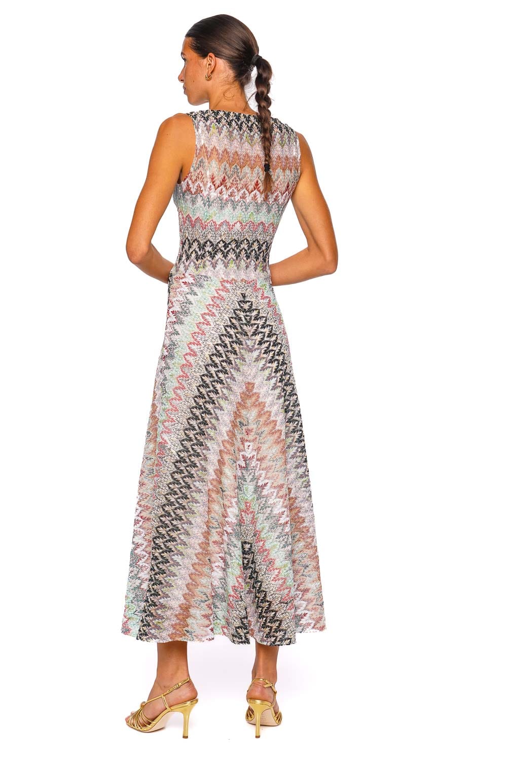 MISSONI Zig Zag Twist Sleeveless Midi Dress