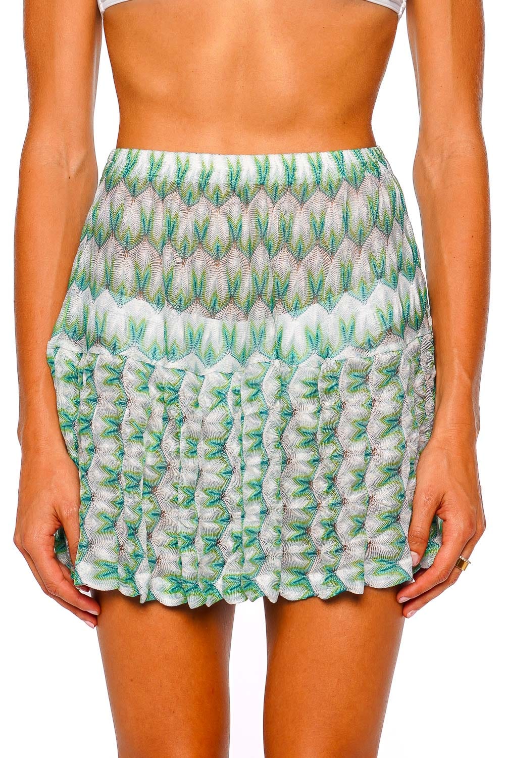 MISSONI Multi Light Blue Green Textured Miniskirt