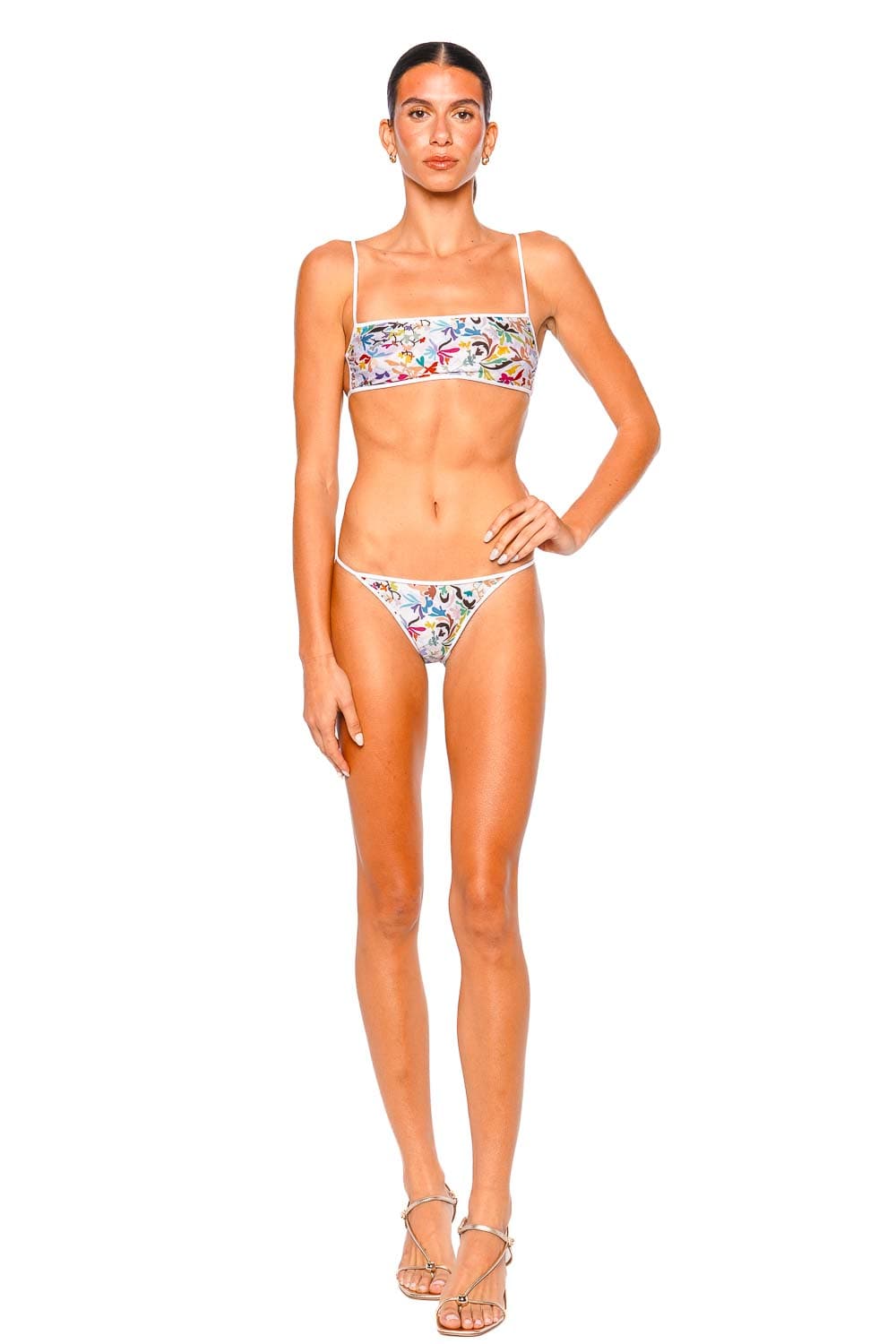 MISSONI Multicolor 3D Chevron and Floral Print Bikini with Strappy Design