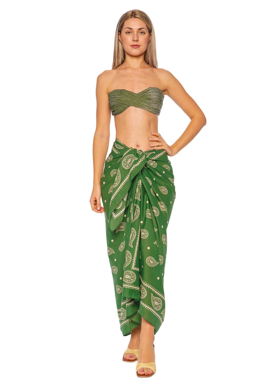 Johanna Ortiz Vibrant Horizons Light Green Ecru Pareo