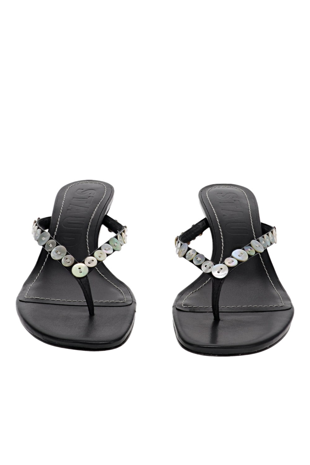 Staud Freja Mother of Pearl Embellished Thong Kitten Heel