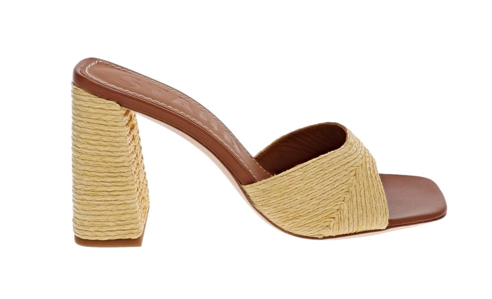 Staud Sloane Natural Raffia Block Heel Sandals