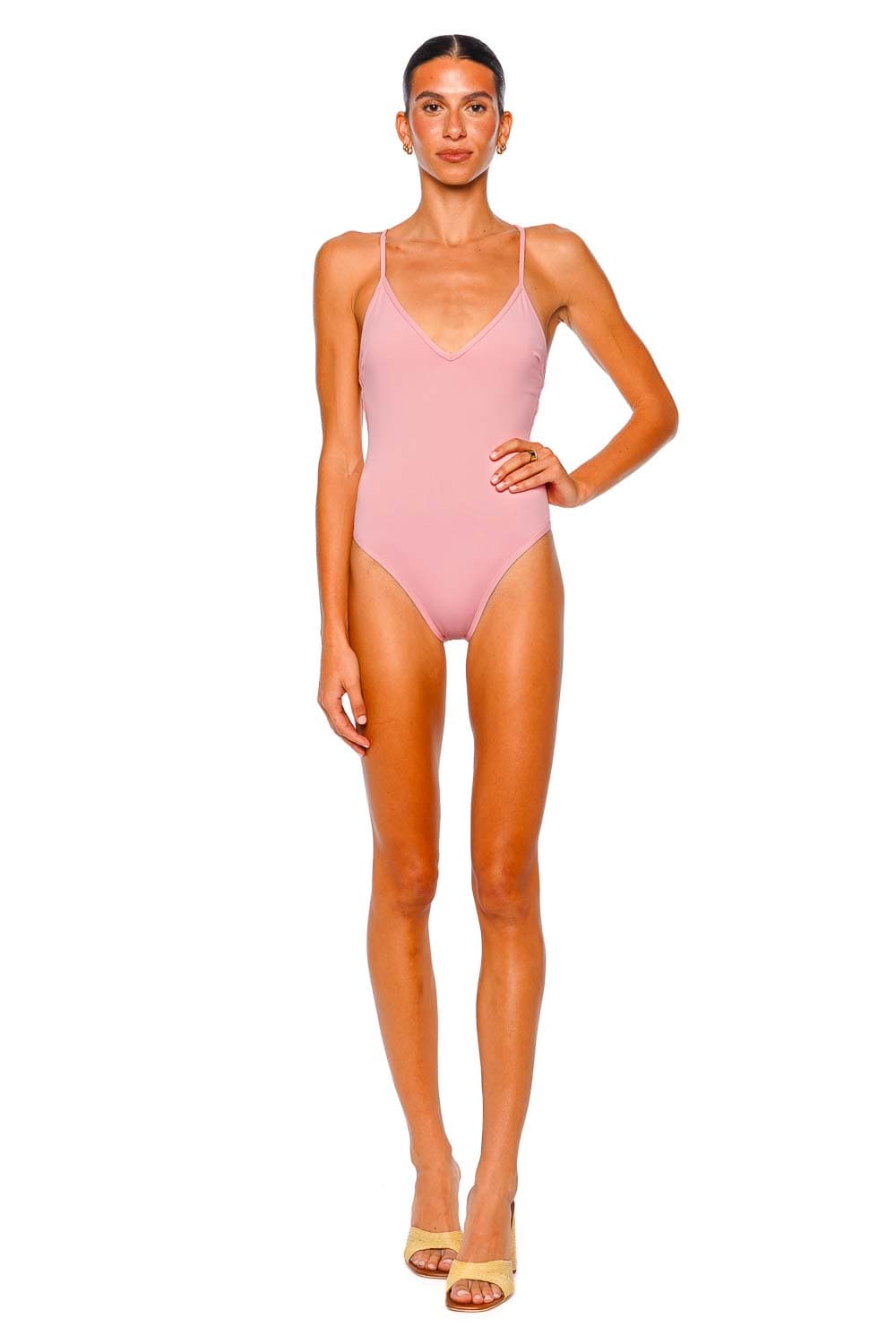 Staud Skya Sweetheart Strappy Pink One Piece