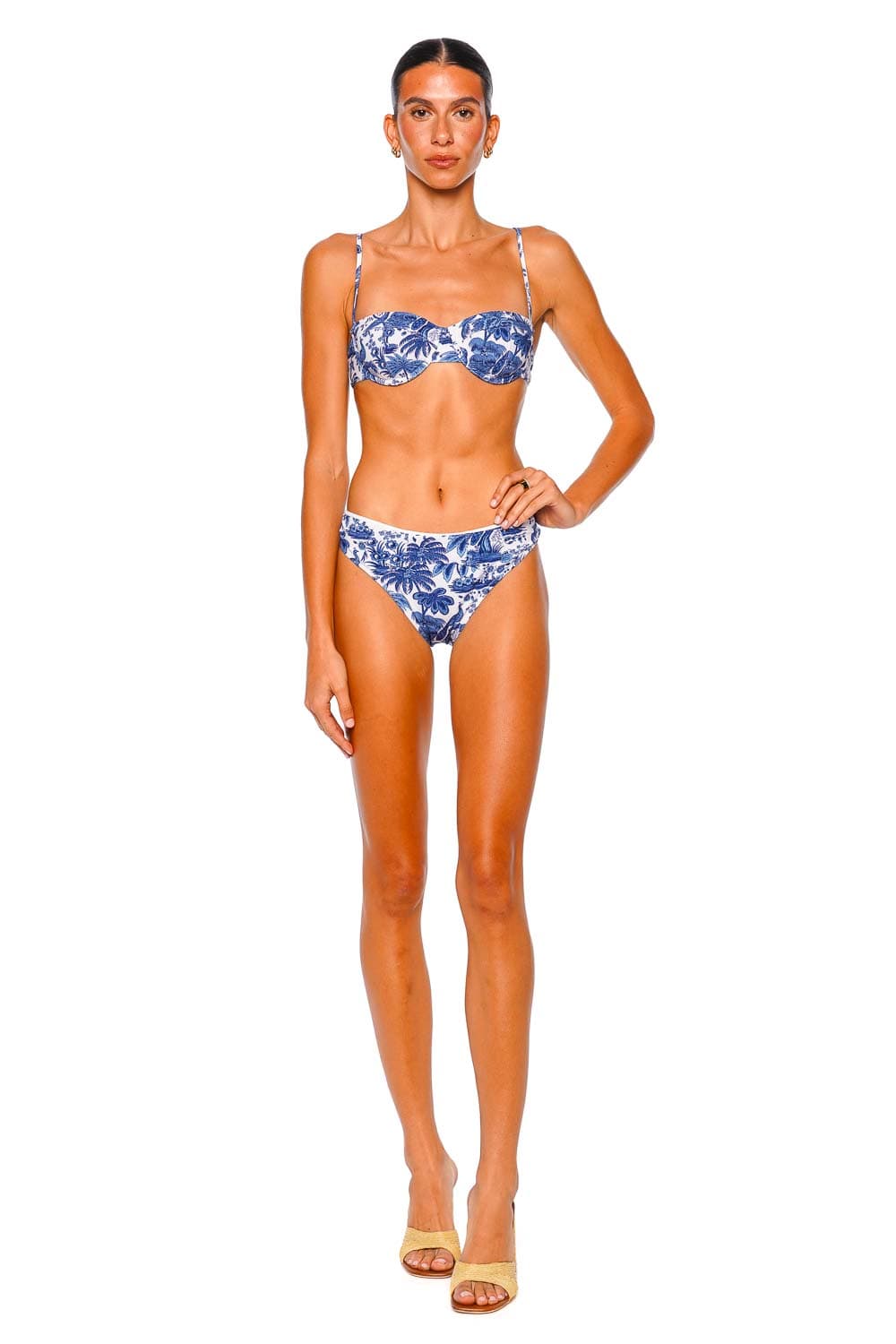Staud Jo Blue Toile Balconette Bikini Top