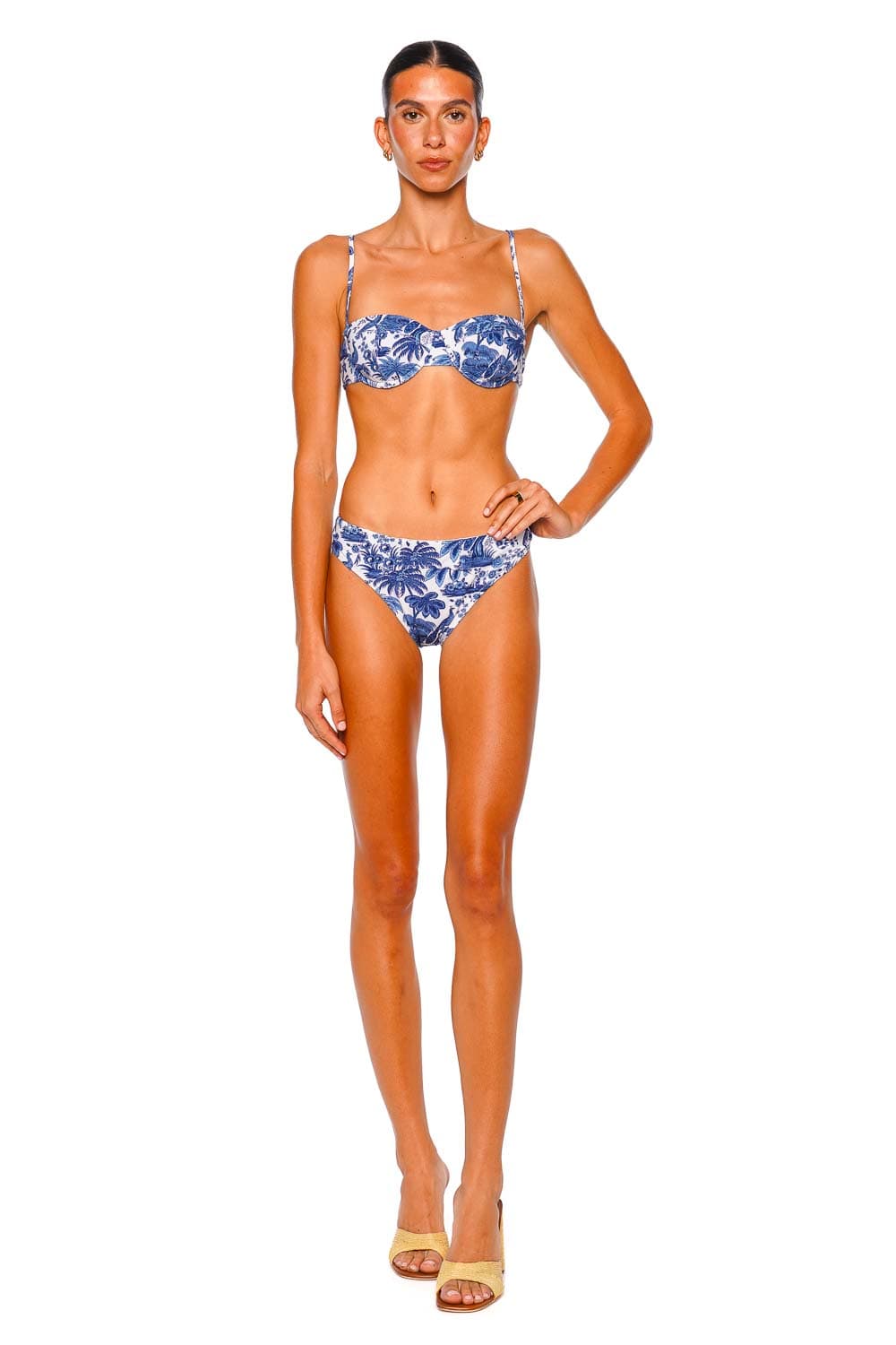 Staud Blue Toile Corsage Bikini Bottom