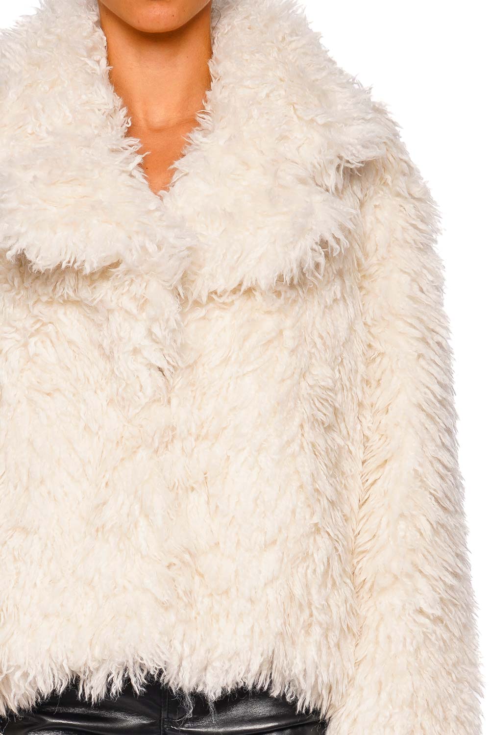Staud Ivory SOPRANO Faux Fur Jacket