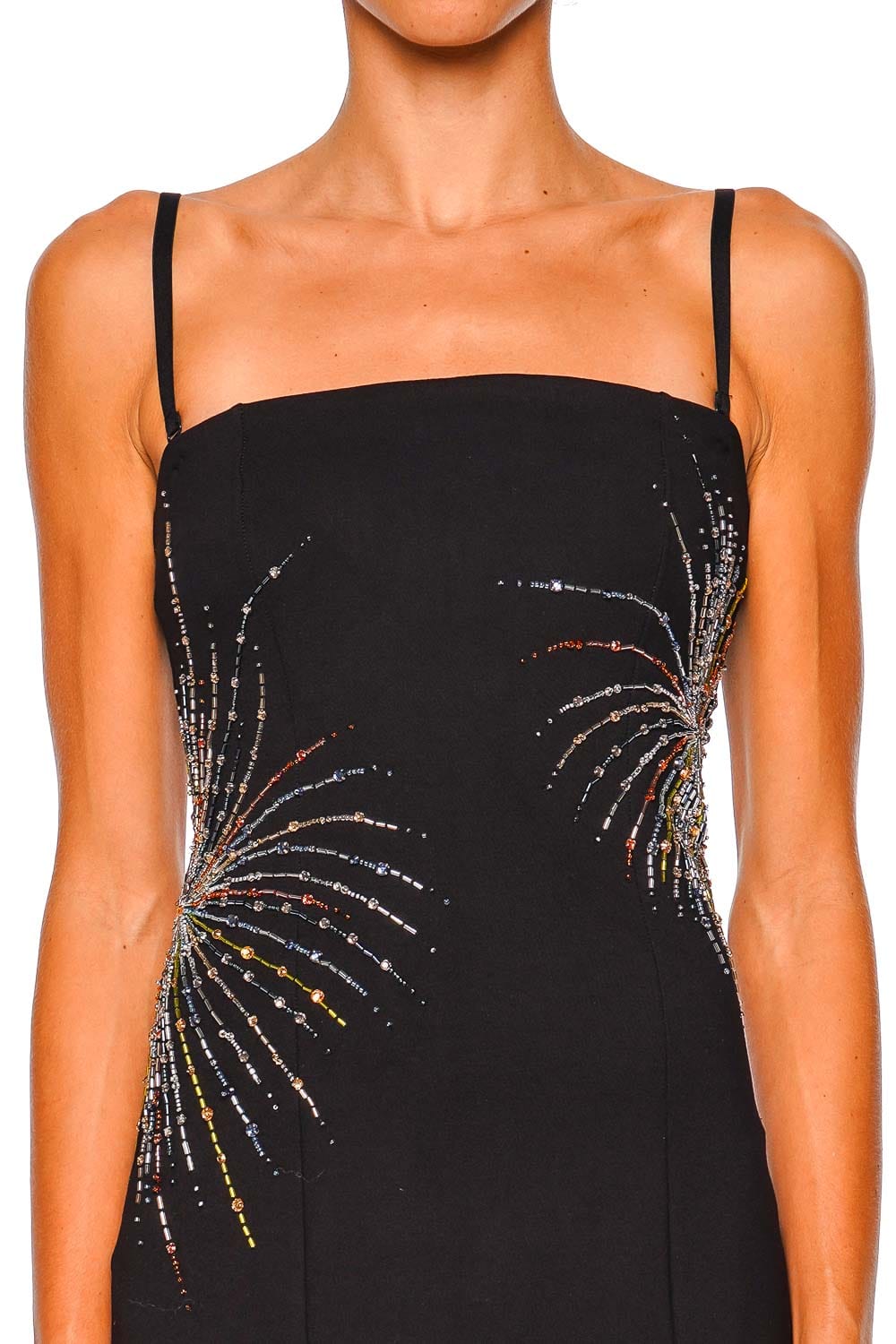 Staud Britney Firework Embellished Black Midi Dress
