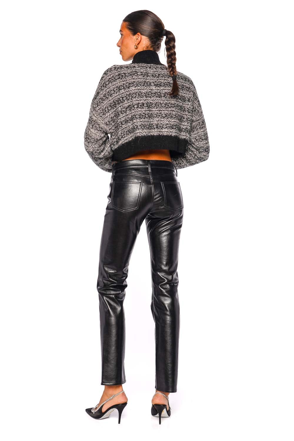 Staud Cropped Hampton Grey Mock Neck Sweater