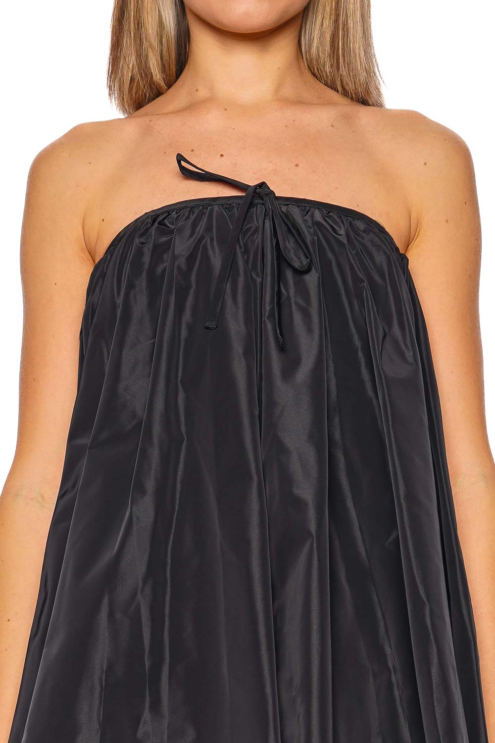 Staud Sofia Black Strapless Taffeta Mini Dress
