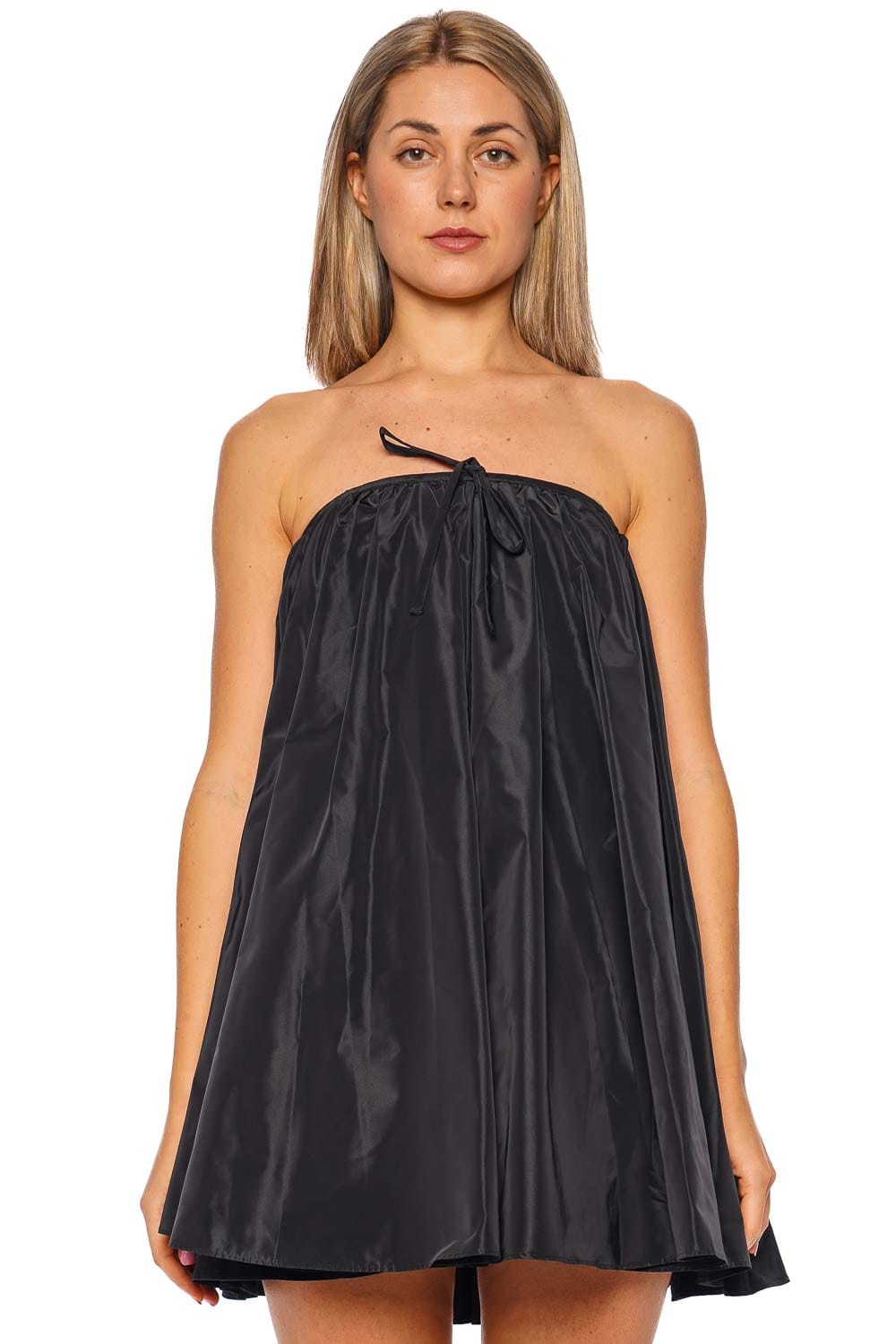 Staud Sofia Black Strapless Taffeta Mini Dress