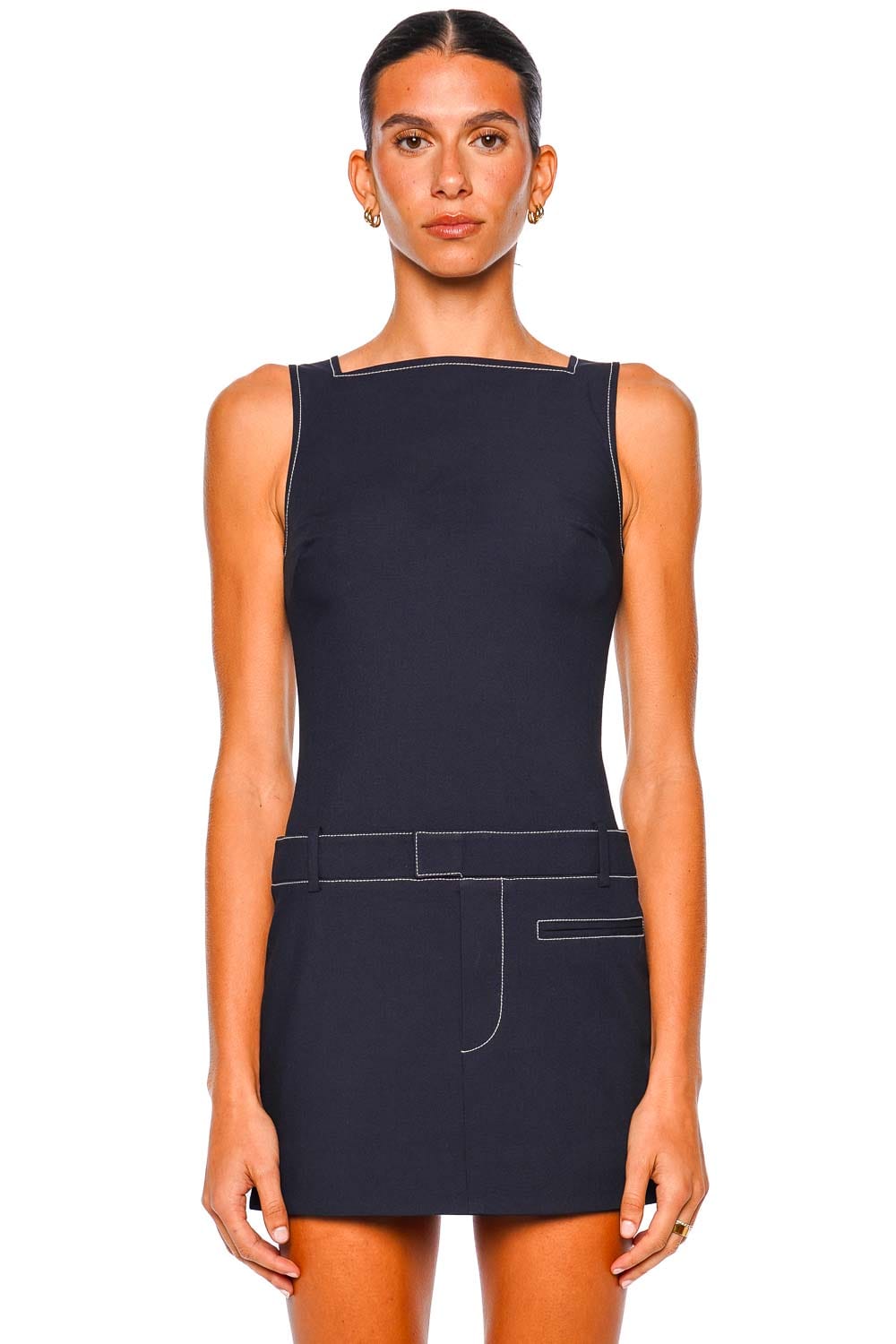 Staud Navy Sleeveless Mini Dress