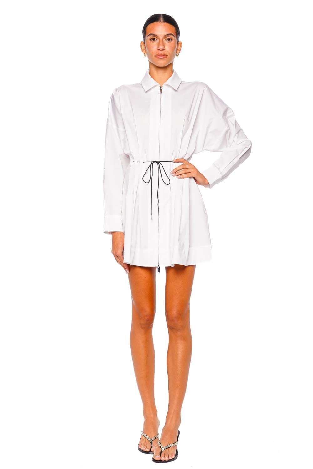 Staud Chi White Long Sleeve Mini Shirt Dress Staud Chi White Long Sleeve Mini Shirt Dress