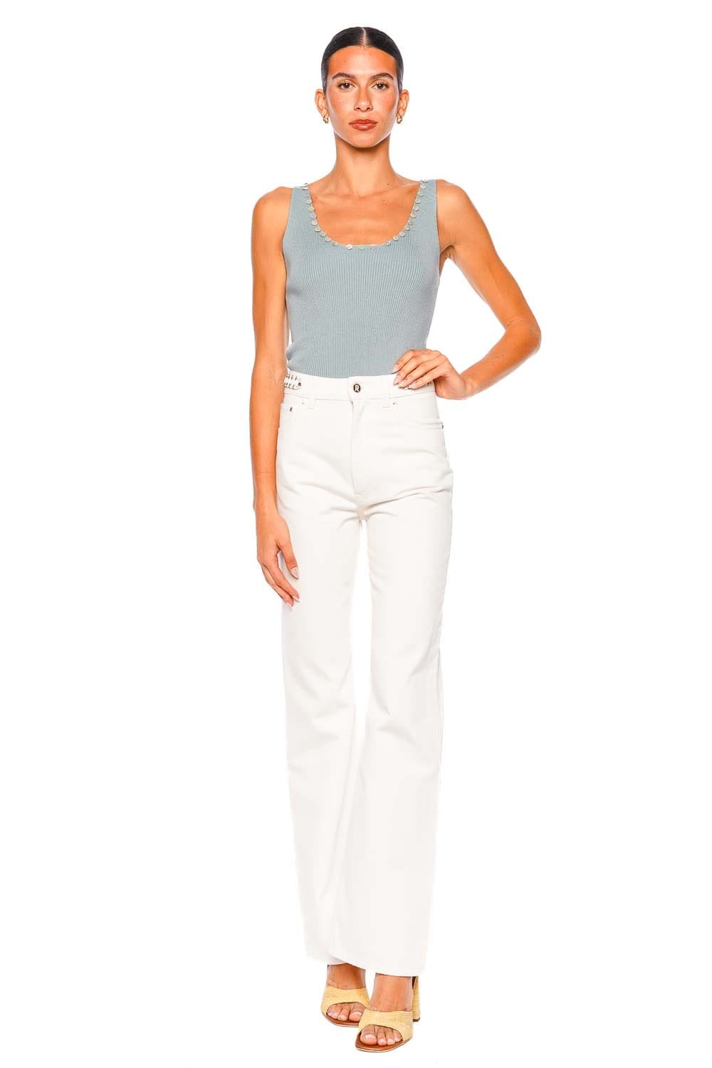 Staud Neva Seafoam Sleeveless Ribbed Tank