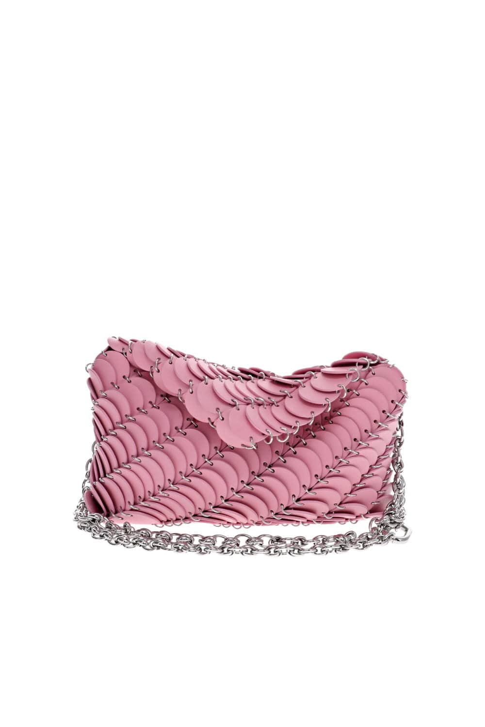 Rabanne Paco Pink Leather Disc Chain Shoulder Bag