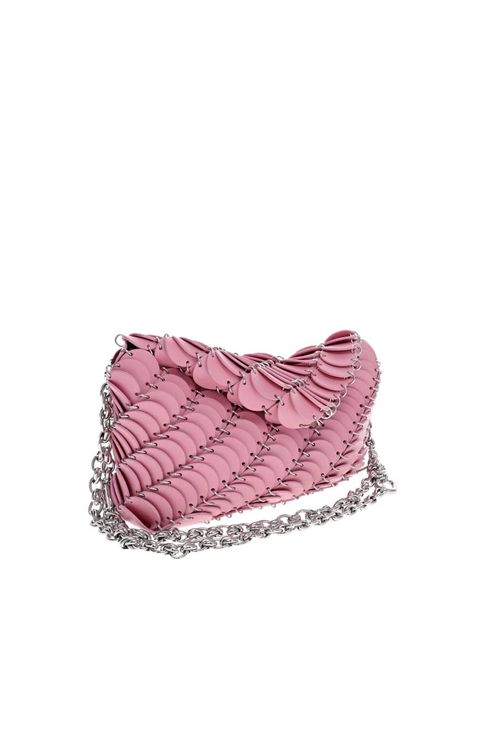 Rabanne Paco Pink Leather Disc Chain Shoulder Bag