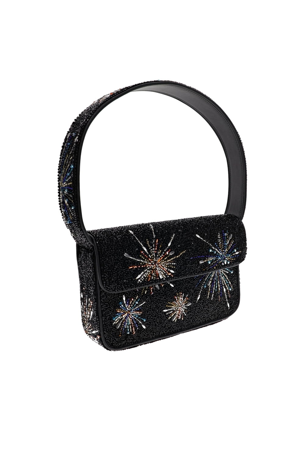 Staud Tommy Beaded Bag with Firework Embellishments in Black