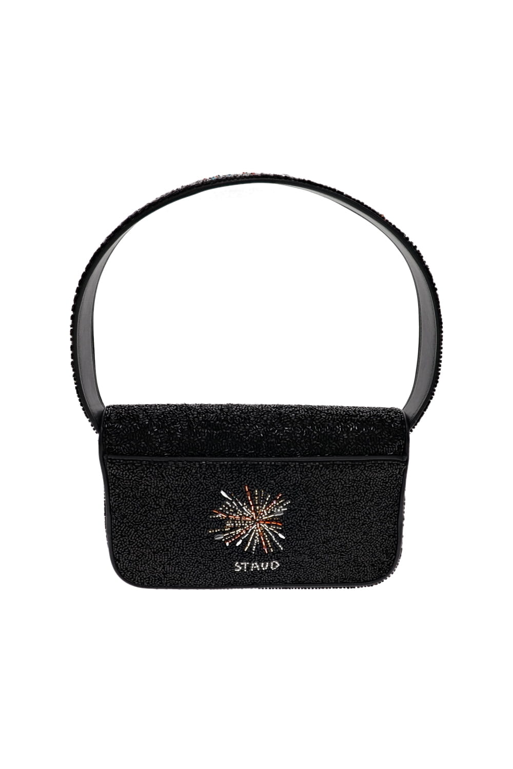 Staud Tommy Beaded Bag with Firework Embellishments in Black