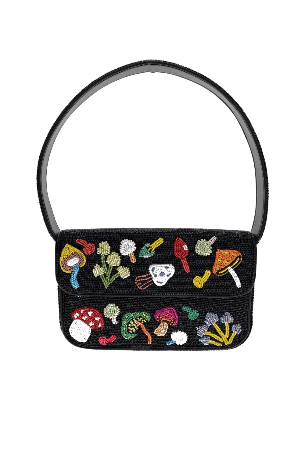 Staud Tommy Beaded Black Crossbody Shroomscape Bag