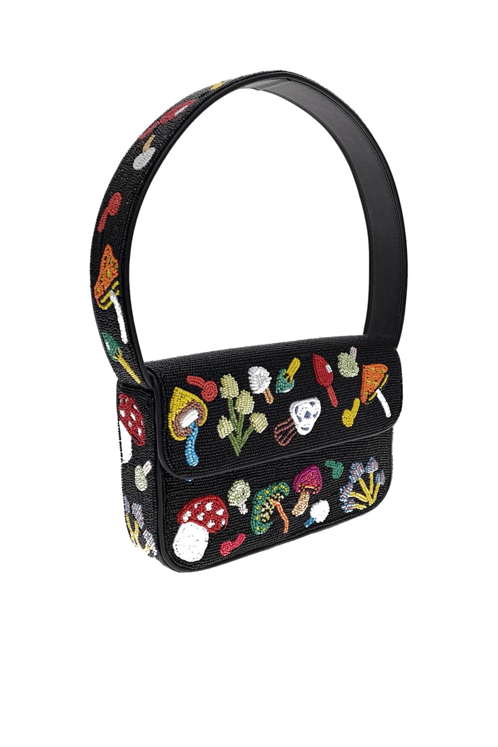 Staud Tommy Beaded Black Crossbody Shroomscape Bag