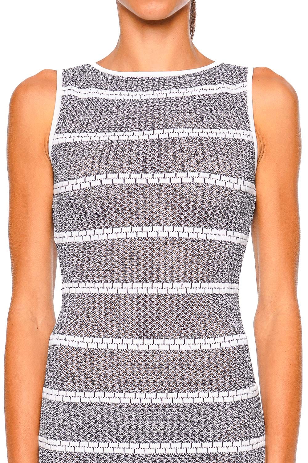 VALENTI Gelsomina White Blue Sleeveless Midi Dress