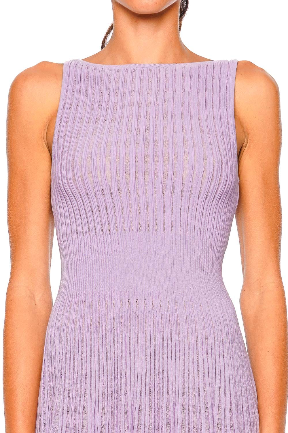VALENTI Lilac Sleeveless Pleated Midi Dress