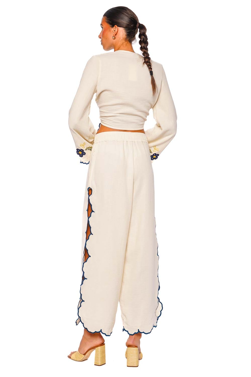 Agua Bendita Soleil Fiore Multicolor Long Sleeve Crop Top
