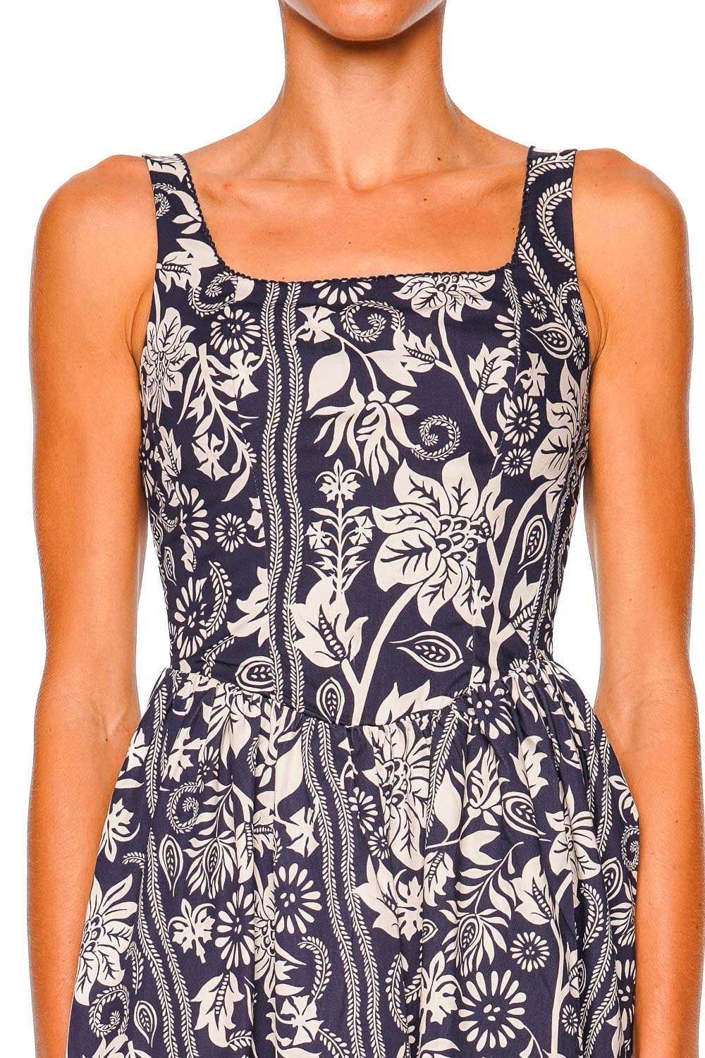 Agua Bendita Amonita Batik Navy Sleeveless Mini Dress